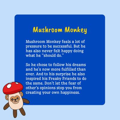 Show full view: Fikas Freaky Friends Mushroom Monkey Squeaky Emotional Support Plush Dog Toy, Red/Brown/White slide 5 of 6