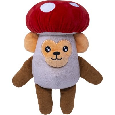 Fikas Freaky Friends Fikas Freaky Friends Mushroom Monkey Squeaky Emotional Support Plush Dog Toy, Red/Brown/White