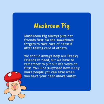 Show full view: Fikas Freaky Friends Mushroom Pig Squeaky Emotional Support Plush Dog Toy, Red/Pink/White slide 5 of 6