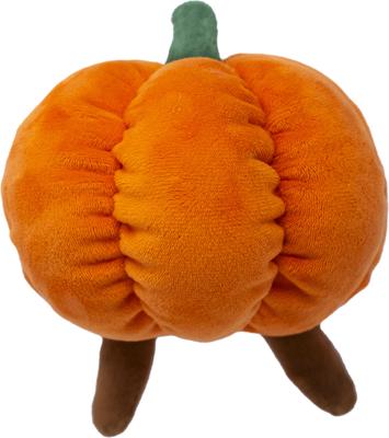 Show full view: Fikas Freaky Friends Pumpkin Monkey Squeaky Emotional Support Plush Dog Toy, Orange/Brown slide 3 of 6