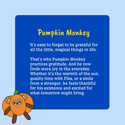 Show full view: Fikas Freaky Friends Pumpkin Monkey Squeaky Emotional Support Plush Dog Toy, Orange/Brown slide 5 of 6