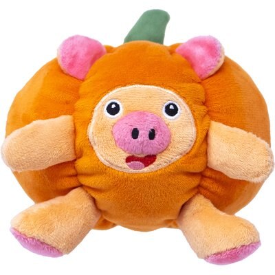 Fikas Freaky Friends Fikas Freaky Friends Pumpkin Pig Squeaky Emotional Support Plush Dog Toy, Orange/Pink