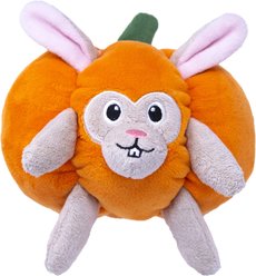 Fikas Freaky Friends Pumpkin Bunny Squeaky Emotional Support Plush Dog Toy, Orange/Grey