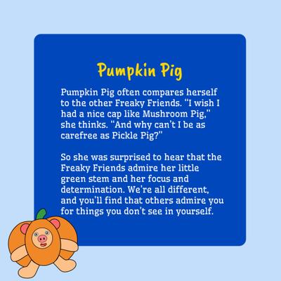 Show full view: Fikas Freaky Friends Pumpkin Pig Squeaky Emotional Support Plush Dog Toy, Orange/Pink slide 6 of 7