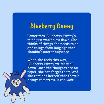 Show full view: Fikas Freaky Friends Blueberry Bunny Squeaky Emotional Support Plush Dog Toy, Blue/Grey slide 5 of 5
