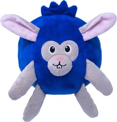 Fikas Freaky Friends Blueberry Bunny Squeaky Emotional Support Plush Dog Toy, Blue/Grey