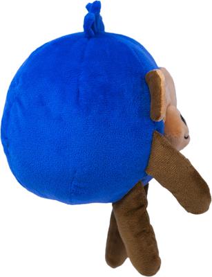 Show full view: Fikas Freaky Friends Blueberry Monkey Squeaky Ball Emotional Support Plush Dog Toy, Blue/Brown slide 4 of 5