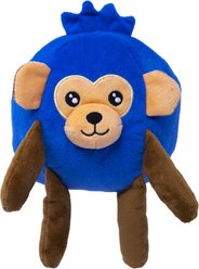Fikas Freaky Friends Blueberry Monkey Squeaky Ball Emotional Support Plush Dog Toy, Blue/Brown