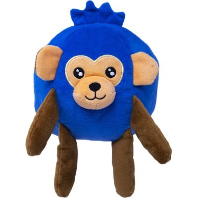 Fikas Freaky Friends Fikas Freaky Friends Blueberry Monkey Squeaky Ball Emotional Support Plush Dog Toy, Blue/Brown