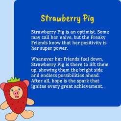 Fikas Freaky Friends Strawberry Pig Squeaky Emotional Support Plush Dog Toy, Red/Pink slide 2 of 5