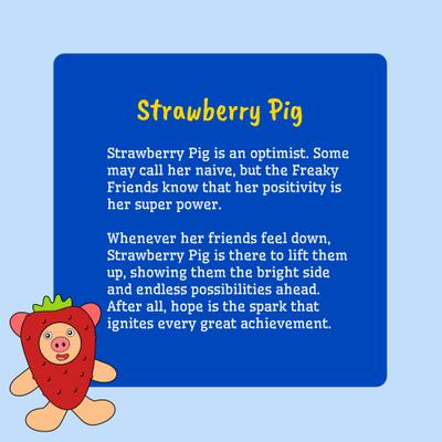 Show full view: Fikas Freaky Friends Strawberry Pig Squeaky Emotional Support Plush Dog Toy, Red/Pink slide 5 of 6