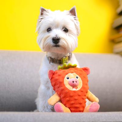 Show full view: Fikas Freaky Friends Strawberry Pig Squeaky Emotional Support Plush Dog Toy, Red/Pink slide 2 of 6