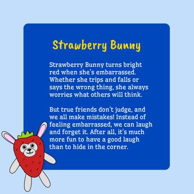 Show full view: Fikas Freaky Friends Strawberry Bunny Squeaky Emotional Support Plush Dog Toy, Red/Grey slide 6 of 6