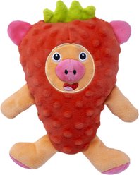 Fikas Freaky Friends Strawberry Pig Squeaky Emotional Support Plush Dog Toy, Red/Pink