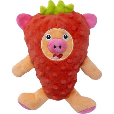 Fikas Freaky Friends Fikas Freaky Friends Strawberry Pig Squeaky Emotional Support Plush Dog Toy, Red/Pink