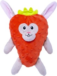 Fikas Freaky Friends Strawberry Bunny Squeaky Emotional Support Plush Dog Toy, Red/Grey