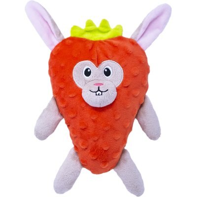 Fikas Freaky Friends Fikas Freaky Friends Strawberry Bunny Squeaky Emotional Support Plush Dog Toy, Red/Grey