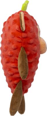 Show full view: Fikas Freaky Friends Strawberry Monkey Squeaky Emotional Support Plush Dog Toy, Red/Brown slide 4 of 6