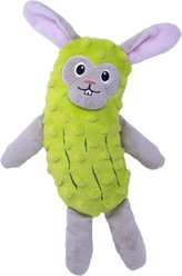 Fikas Freaky Friends Pickle Bunny Squeaky Emotional Support Plush Dog Toy, Green/Grey