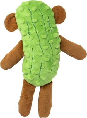 Show full view: Fikas Freaky Friends Pickle Monkey Squeaky Emotional Support Plush Dog Toy, Green/Brown slide 3 of 6