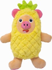 Fikas Freaky Friends Pineapple Pig Squeaky Emotional Support Plush Dog Toy, Yellow/Pink
