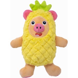 Fikas Freaky Friends Pineapple Pig Squeaky Emotional Support Plush Dog Toy, Yellow/Pink