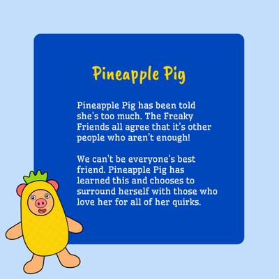 Show full view: Fikas Freaky Friends Pineapple Pig Squeaky Emotional Support Plush Dog Toy, Yellow/Pink slide 6 of 7