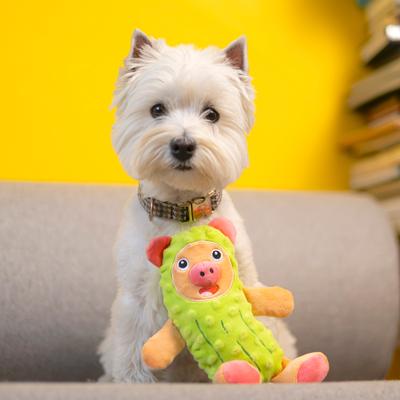Show full view: Fikas Freaky Friends Pickle Pig Squeaky Emotional Support Plush Dog Toy, Green/Pink slide 2 of 6