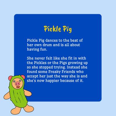 Show full view: Fikas Freaky Friends Pickle Pig Squeaky Emotional Support Plush Dog Toy, Green/Pink slide 5 of 6