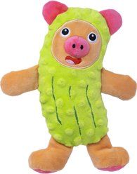 Fikas Freaky Friends Pickle Pig Squeaky Emotional Support Plush Dog Toy, Green/Pink