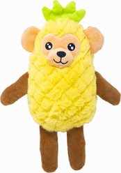 Fikas Freaky Friends Pineapple Monkey Squeaky Emotional Support Plush Dog Toy, Yellow/Brown