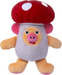 Fikas Freaky Friends Mushroom Pig Squeaky Emotional Support Plush Dog Toy, Red/Pink/White