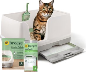 Tidy Cats Breeze X-Large Multi-Cat Starter Kit Litter Box, Litter Pellets & Pads, White
