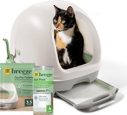 Tidy Cats Hooded Litter Box System, Breeze Hooded System Starter Kit Litter Box, Litter Pellets & Pads