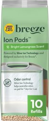 Tidy Cats Breeze Bright Lemongrass Scented Ion Cat Litter Box Pads Refill Pack, 10 pack