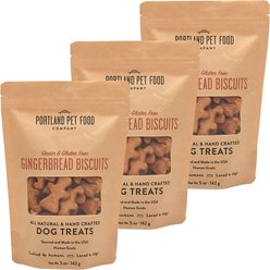 Portland Pet Food Company Gingerbread Biscuits Grain-Free & Gluten-Free Dog Treats, 5-oz bag, bundle of 3
