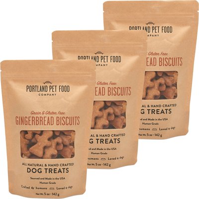 Portland Pet Food Company Portland Pet Food Company Gingerbread Biscuits Grain-Free & Gluten-Free Dog Treats, 5-oz bag, bundle of 3
