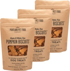 Portland Pet Food Company Pumpkin Biscuits Grain-Free & Gluten-Free Dog Treats, 5-oz bag, bundle of 3
