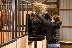 Tarter 3 Flake Corner Mount Poly Horse Hay & 4-gal Grain Feeder slide 2 of 3