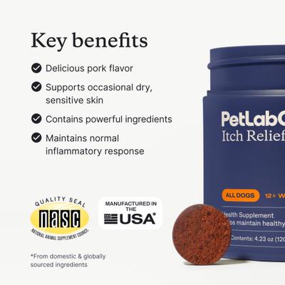 Show full view: PetLab Co. Itch Relief Pro Pork Flavor Dog Supplement, 30 Count slide 5 of 10