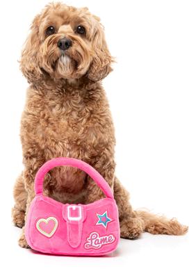 Show full view: FuzzYard So Fetch Handbag Squeaky Plush Dog Toy, Pink slide 3 of 5