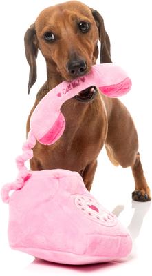 Show full view: FuzzYard You Hang Up Landline Squeaky Plush Dog Toy, Pink slide 6 of 7