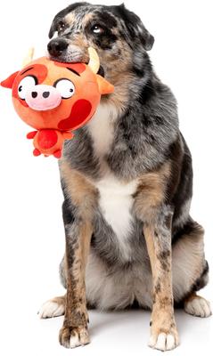 Show full view: FuzzYard Moo-Hammad Ali Squeaky Plush Dog Toy, Red slide 2 of 5