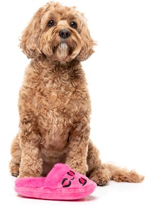 Show full view: FuzzYard Angel Slipper Squeaky Plush Dog Toy, Pink slide 3 of 5