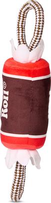 Show full view: Tootsie Roll Plush Candy Wrapper with Rope Handles Squeaky Dog Plush Toy slide 2 of 3