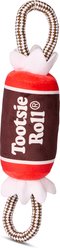 Tootsie Roll Plush Candy Wrapper with Rope Handles Squeaky Dog Plush Toy