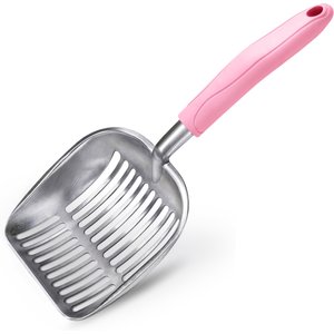 WePet Flat Aluminum Alloy Cat Litter Scooper, Pink, Large