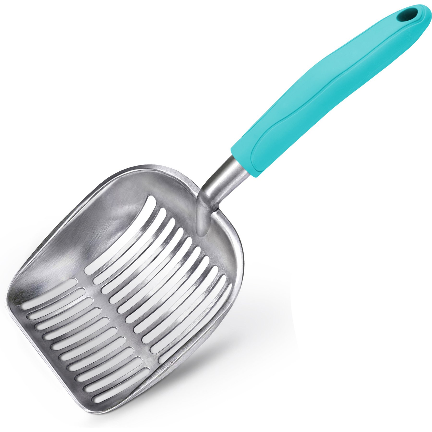 WePet Flat Aluminum Alloy Cat Litter Scooper, Teal, Large