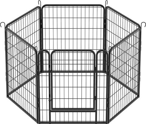 Show full view: Yafylly 31.7-in Heavy Duty Metal Dog Playpen, Black, Black, 6-panel slide 3 of 5