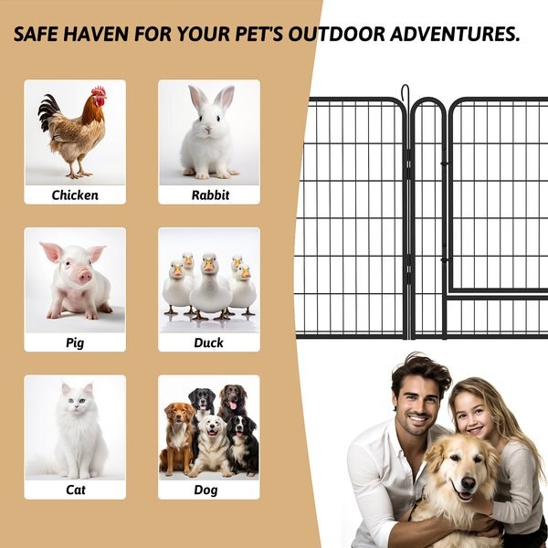 Show full view: Yafylly 31.7-in Heavy Duty Metal Dog Playpen, Black, Black, 6-panel slide 5 of 5